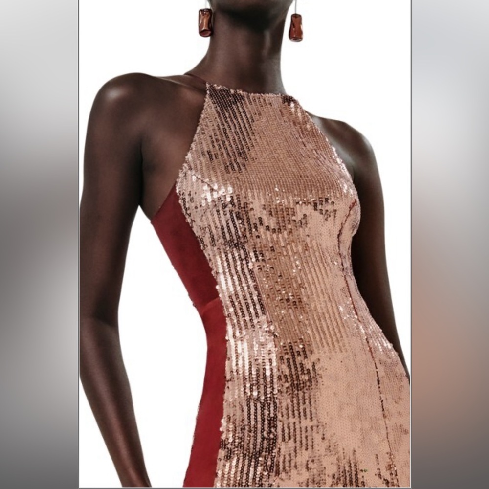 GALVAN sequin sheer panel dress